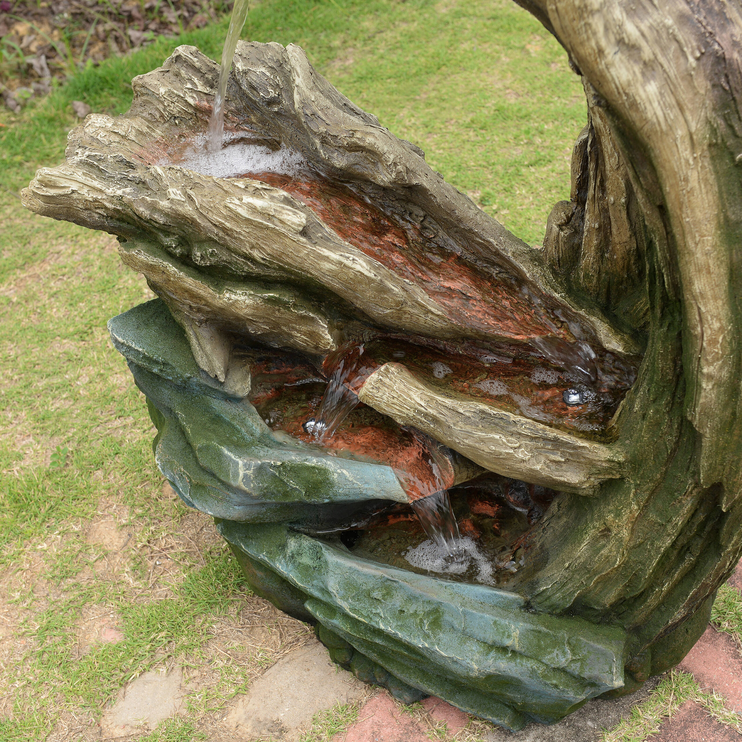 Teamson Home 32.3-in H Resin Electric Powered Rock Outdoor Fountain Pump Included