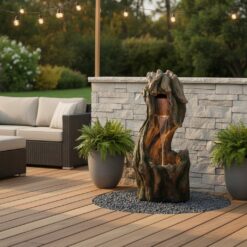Teamson Home 37-in H Resin Electric Powered Rock Outdoor Fountain Pump Included