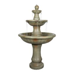 Watnature 51.5-in H Concrete Electric Powered Tiered Outdoor Fountain Pump Included