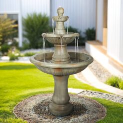 Watnature 51.5-in H Concrete Electric Powered Tiered Outdoor Fountain Pump Included