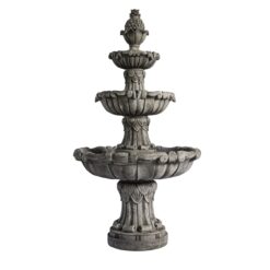 XBrand 58.3-in H Resin Electric Powered Tiered Outdoor Fountain with Birdbath Pump Included