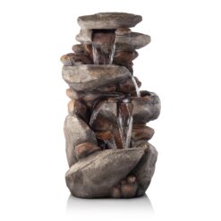 Alpine Corporation 40-in H Fiberglass Electric Powered Rock Waterfall Outdoor Fountain Pump Included