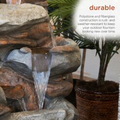 Alpine Corporation 40-in H Fiberglass Electric Powered Rock Waterfall Outdoor Fountain Pump Included