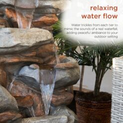 Alpine Corporation 40-in H Fiberglass Electric Powered Rock Waterfall Outdoor Fountain Pump Included
