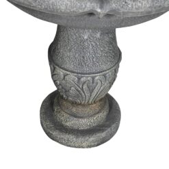 Watnature 48.4 in Concrete Rustic 3 Tier Outdoor Water Fountain with Flowerpot Top