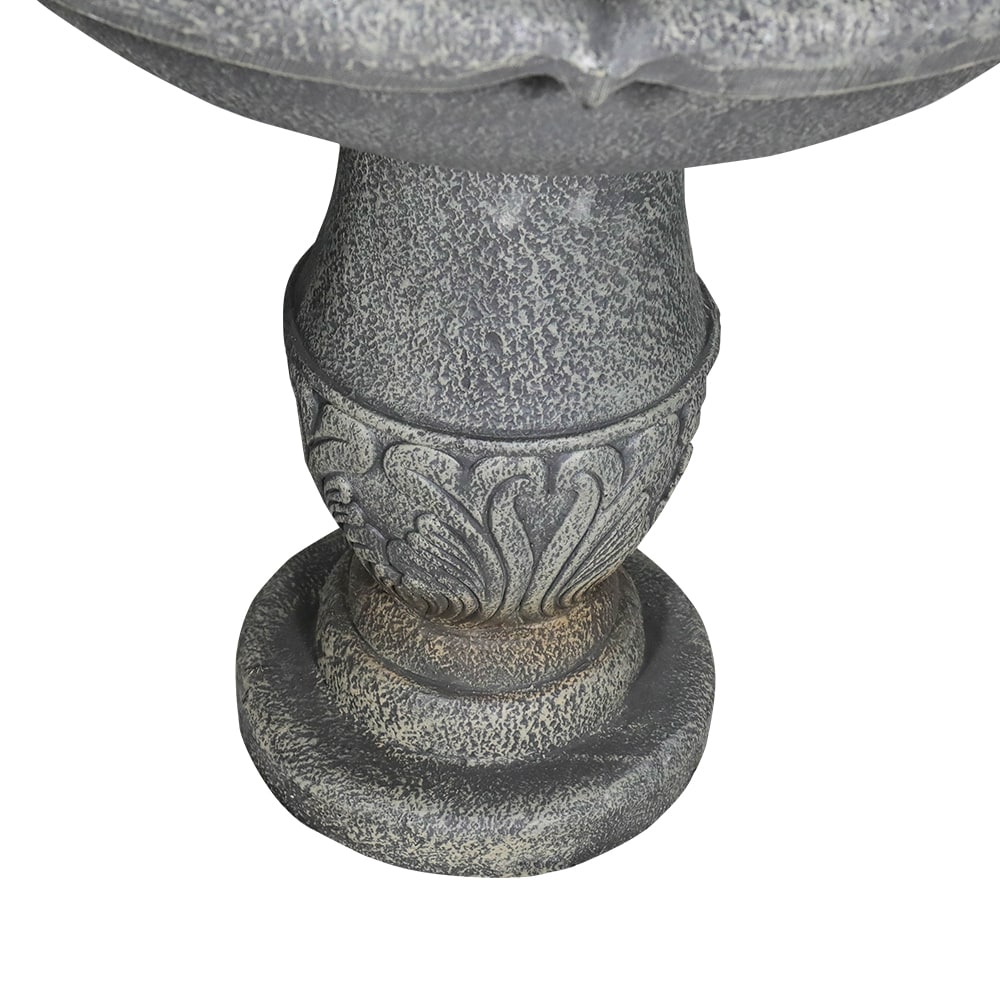 Watnature 48.4 in Concrete Rustic 3 Tier Outdoor Water Fountain with Flowerpot Top