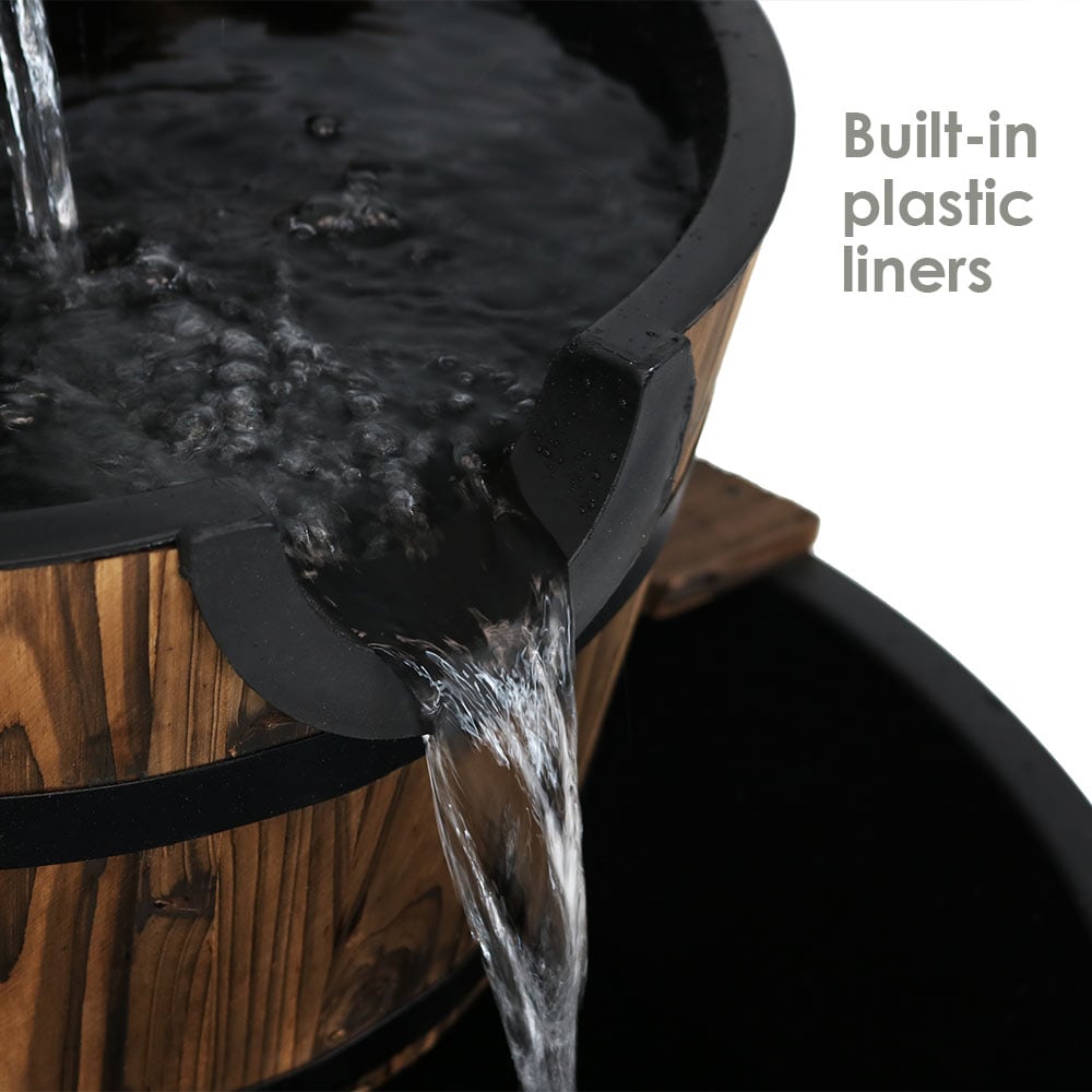 Sunnydaze Decor 37.5-in H Wood Tiered Outdoor Fountain Pump Included