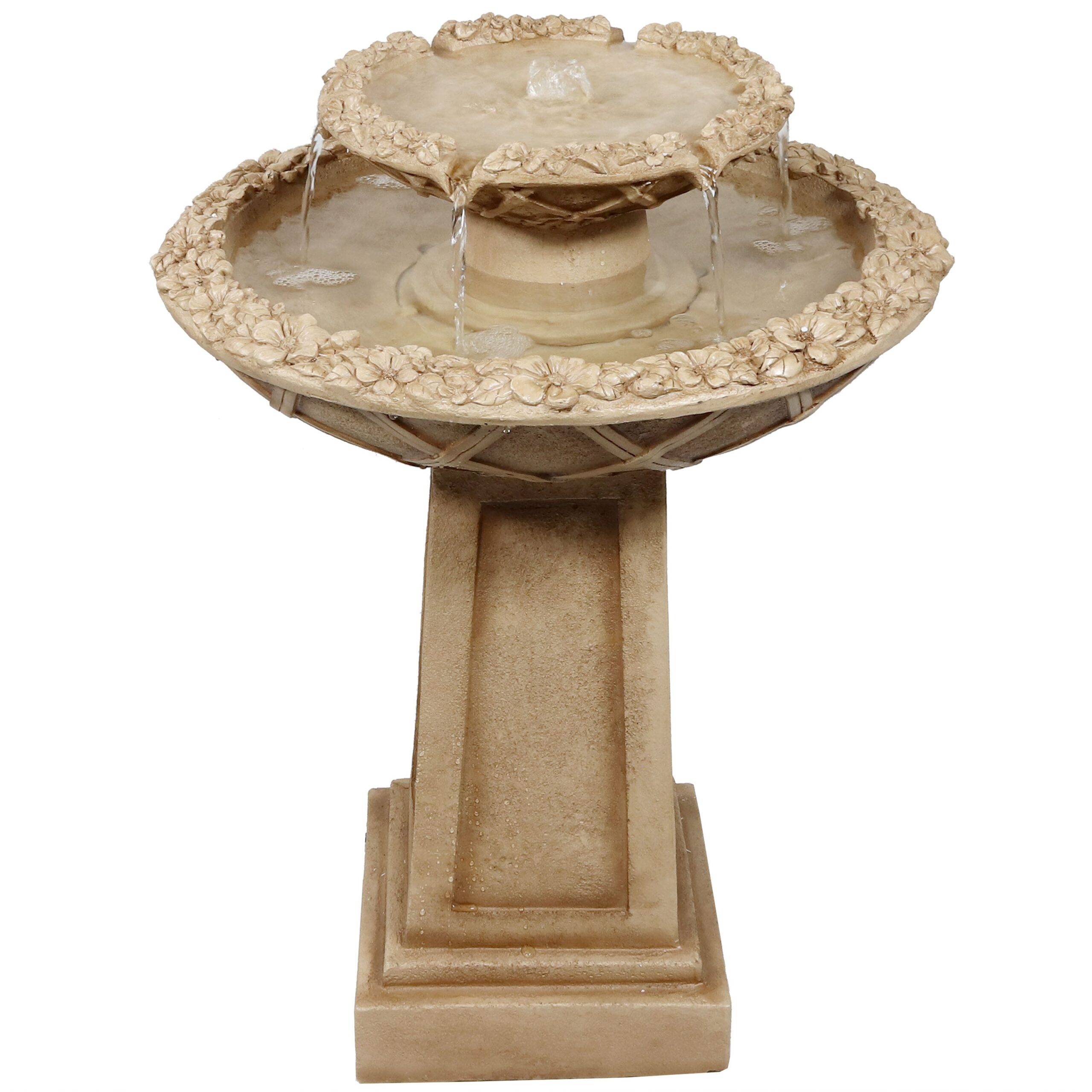 Sunnydaze Decor 28-in H Resin Tiered Outdoor Fountain with Birdbath Pump Included