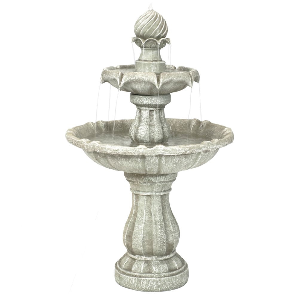 Sunnydaze Decor 35-in H Resin Solar Powered Tiered Outdoor Fountain Pump Included