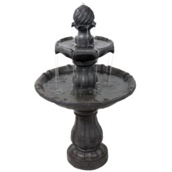Sunnydaze Decor 35-in H Resin Solar Powered Tiered Outdoor Fountain Pump Included