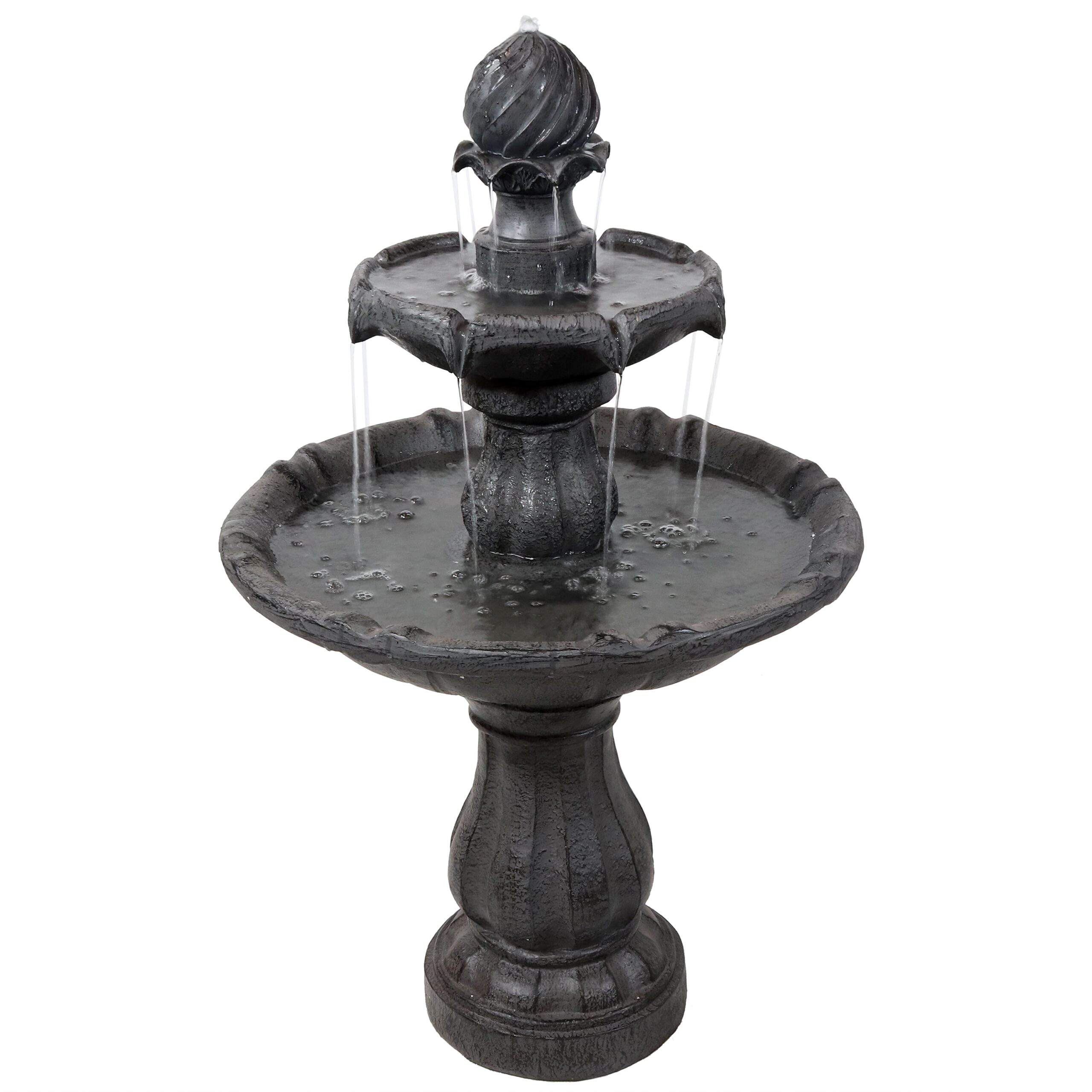 Sunnydaze Decor 35-in H Resin Solar Powered Tiered Outdoor Fountain Pump Included