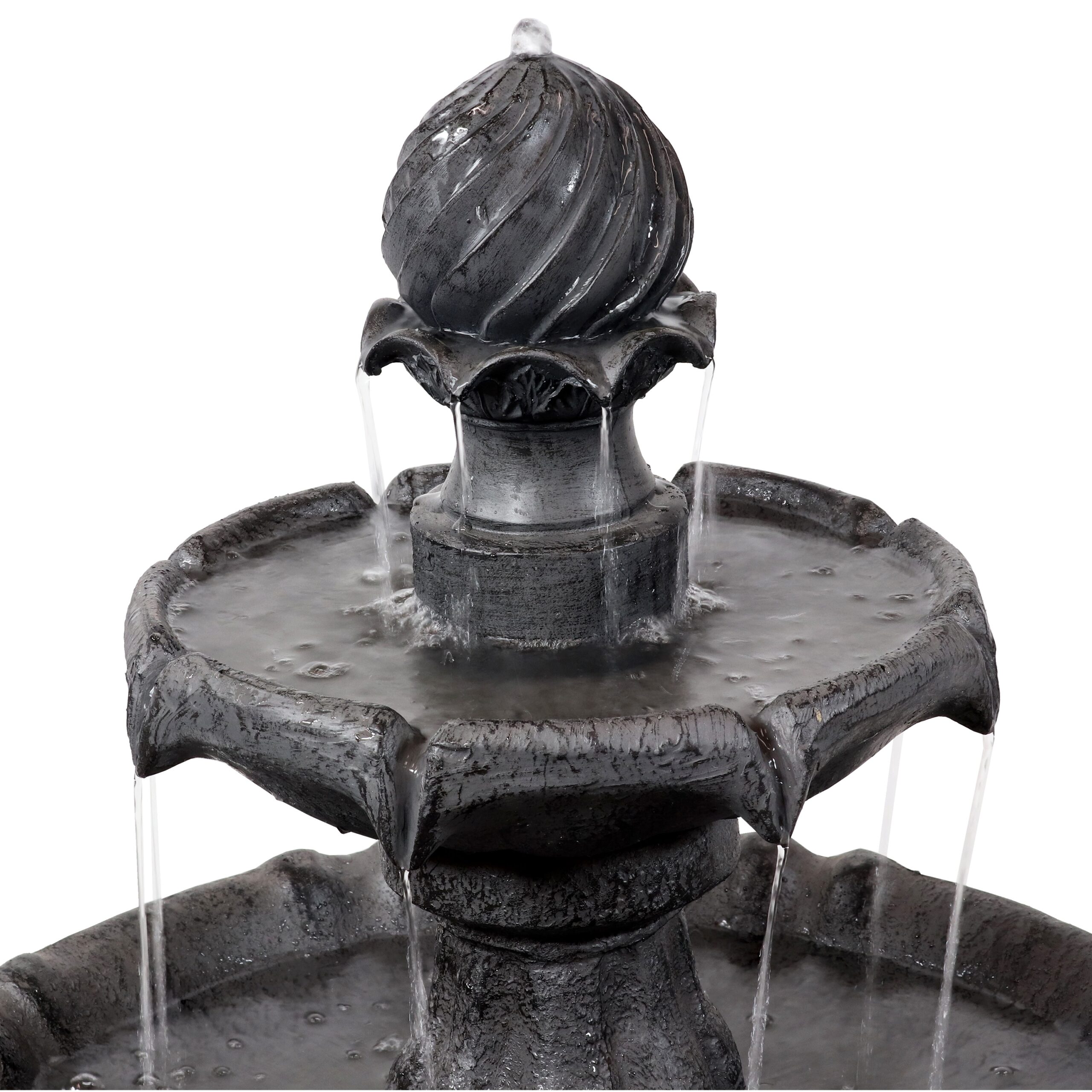 Sunnydaze Decor 35-in H Resin Solar Powered Tiered Outdoor Fountain Pump Included
