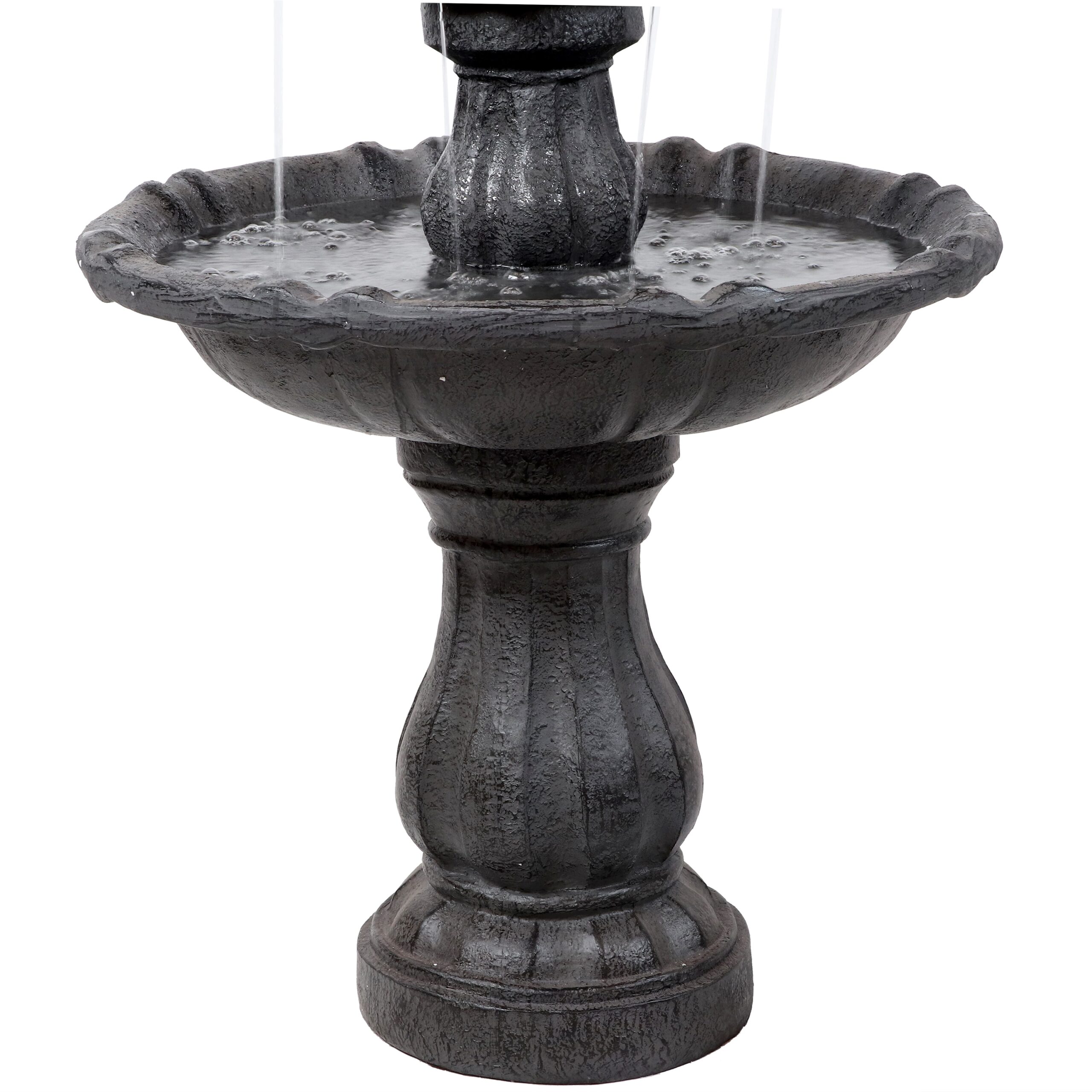 Sunnydaze Decor 35-in H Resin Solar Powered Tiered Outdoor Fountain Pump Included