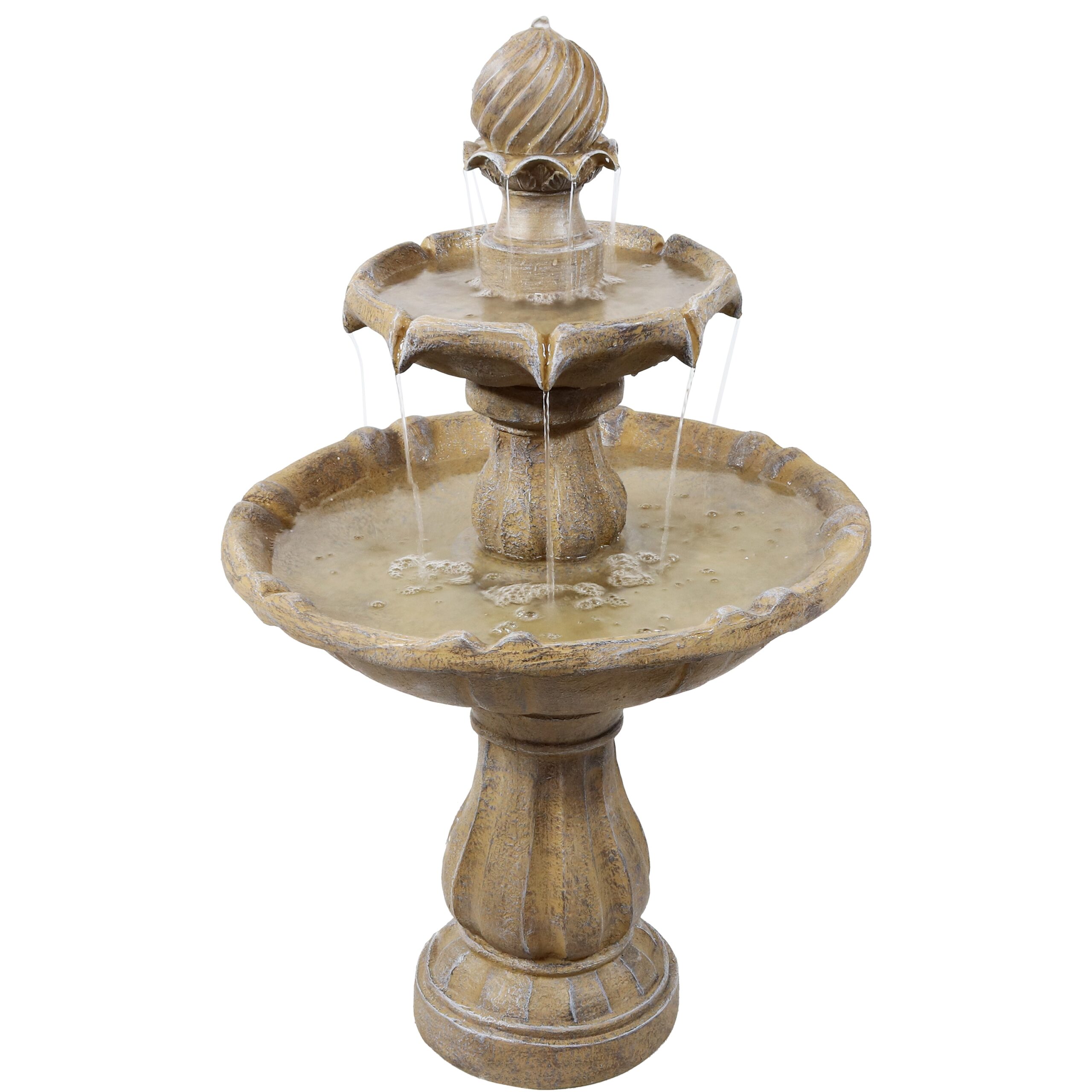 Sunnydaze Decor 35-in H Resin Solar Powered Tiered Outdoor Fountain Pump Included