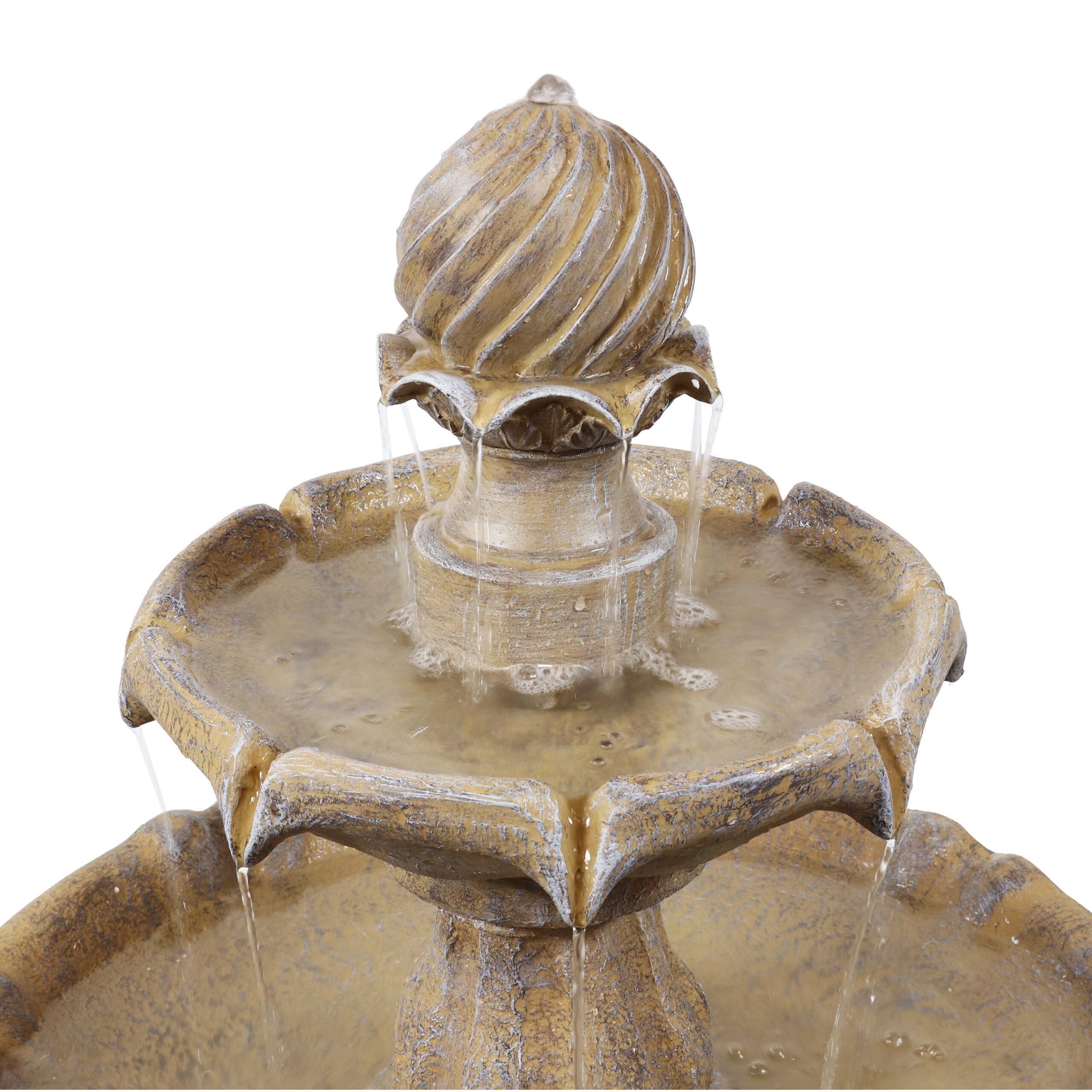 Sunnydaze Decor 35-in H Resin Solar Powered Tiered Outdoor Fountain Pump Included