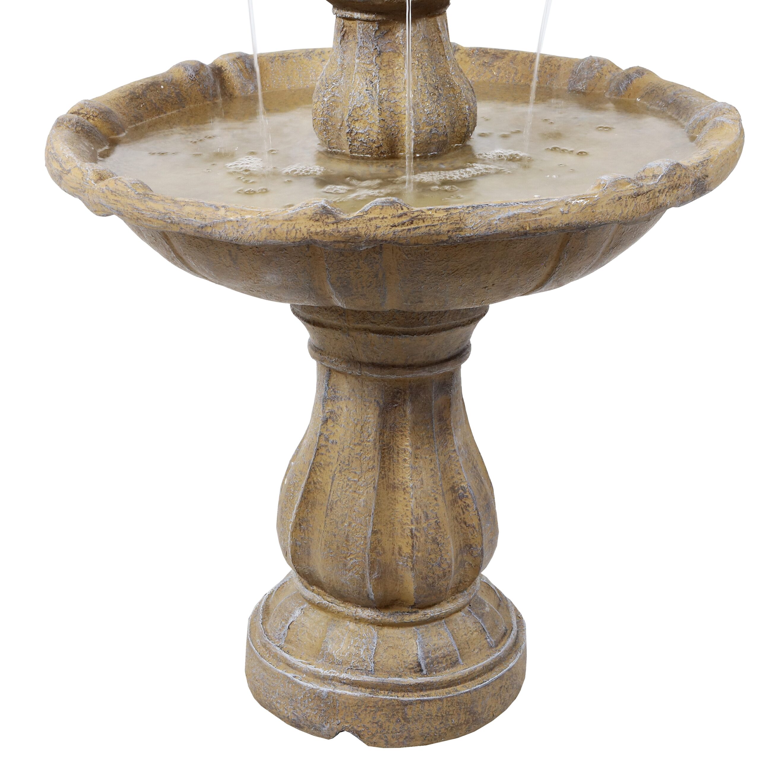 Sunnydaze Decor 35-in H Resin Solar Powered Tiered Outdoor Fountain Pump Included