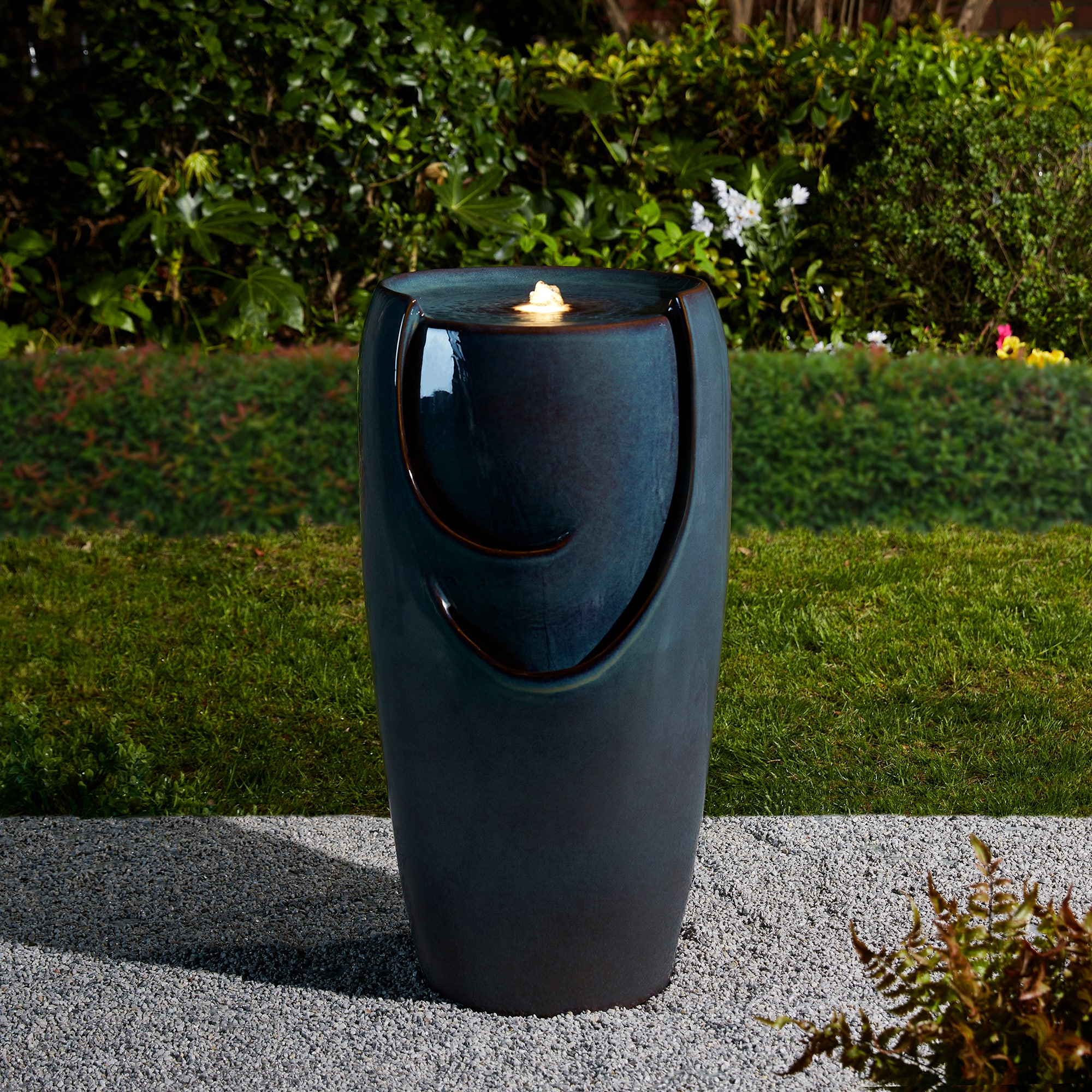 Glitzhome 29.25-in H Ceramic Outdoor Fountain Statue Pump Included