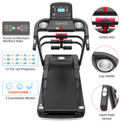 KSPORTS 16 Inch Wide Foldable Home Treadmill w/ Bluetooth and Fitness Tracking App