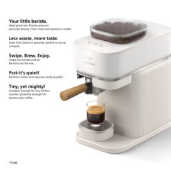 Philips Baristina Automatic Programmable Espresso Machine with Drip Tray ( Milky White with Ash Wood )
