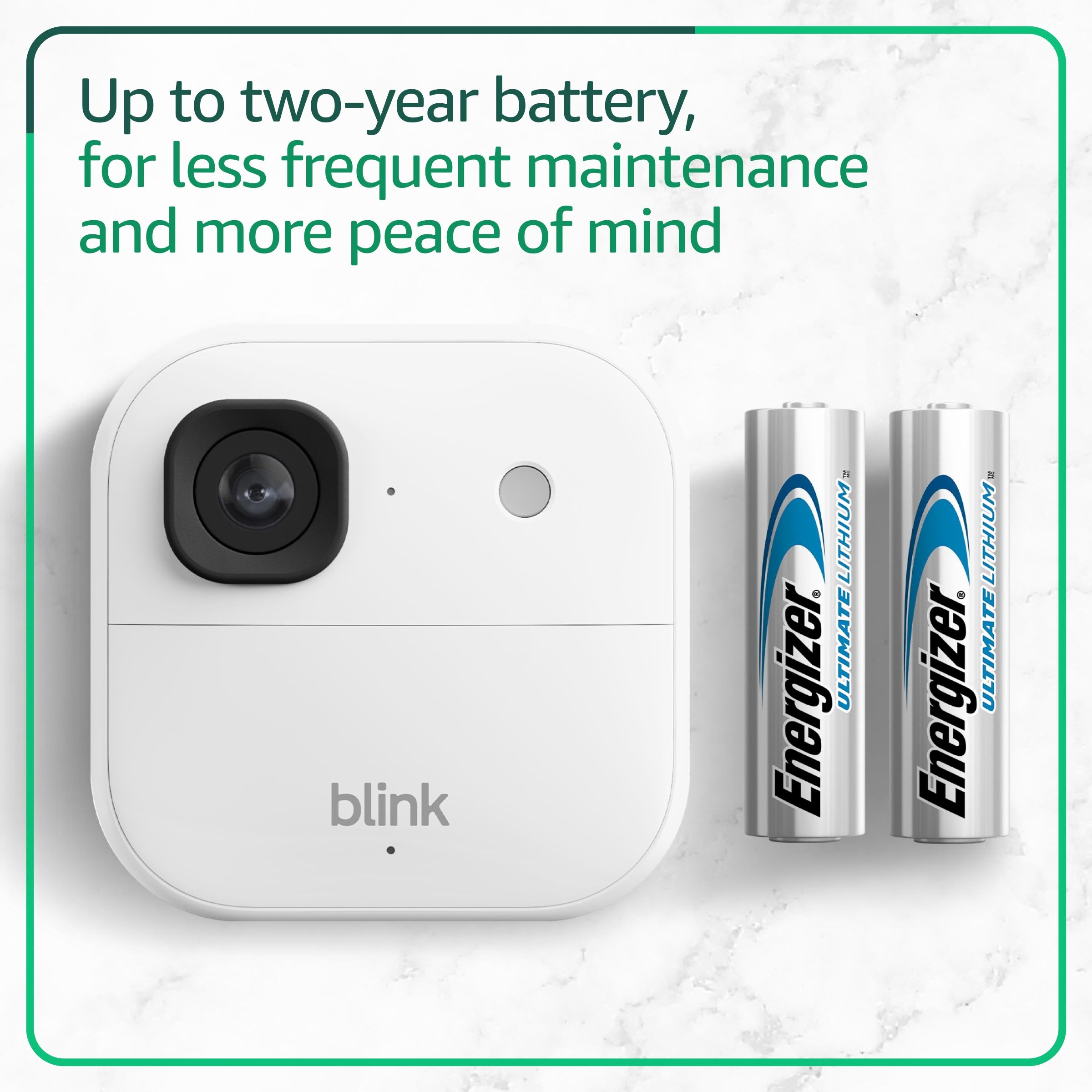 Blink Blink Outdoor 2K+ (newest model) - Wireless smart security camera, 2K video resolution, enhanced audio, long-lasting battery. Sync Module Core included - 5 camera system (White)