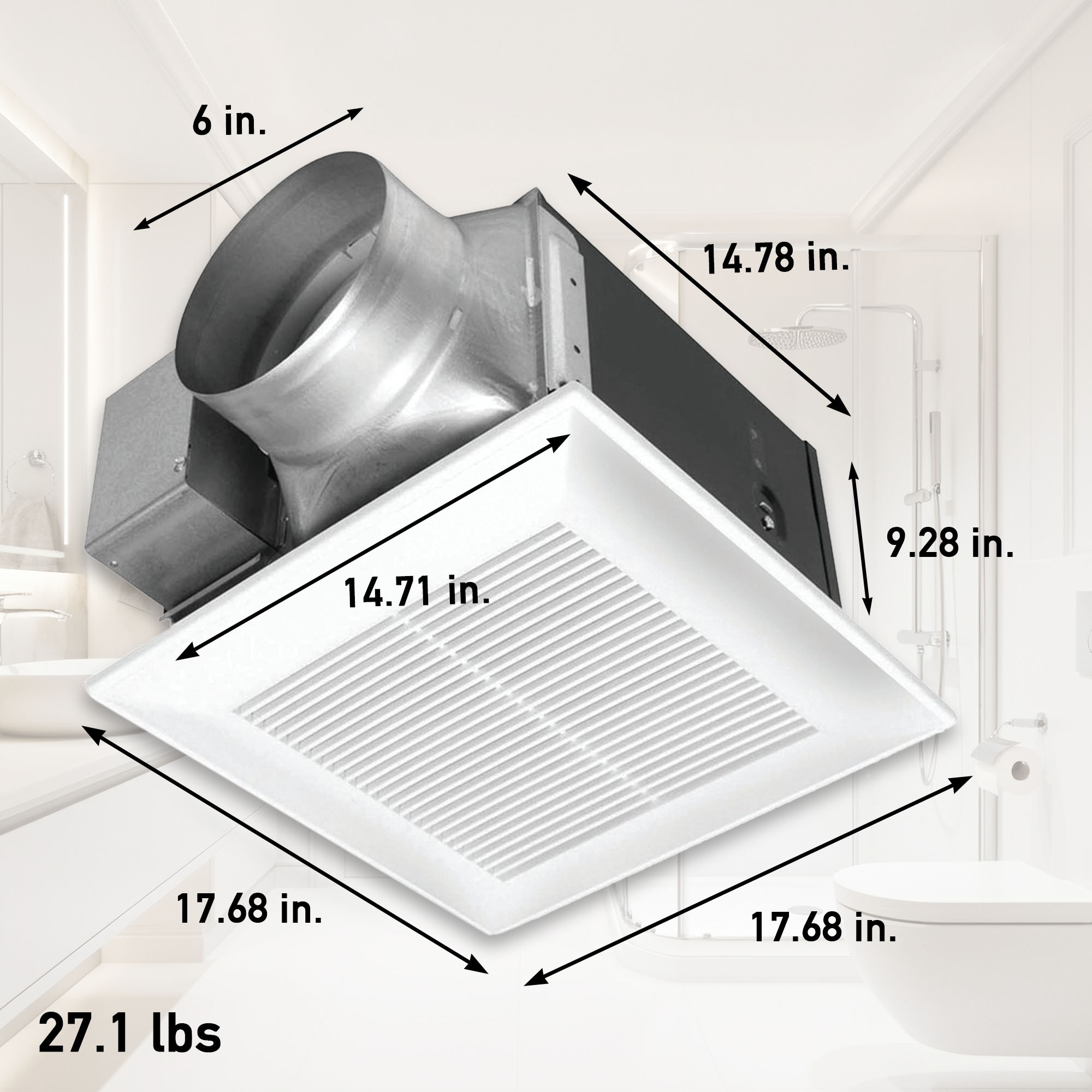Panasonic WhisperCeiling 3-Sone 390-CFM White Bathroom Fan