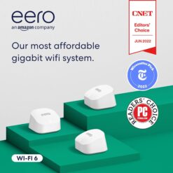 eero 6+ mesh Wi-Fi router say goodbye to wifi dead spots coverage up to 1,500 sq. ft. Connect 75+ devices 3-Pk White