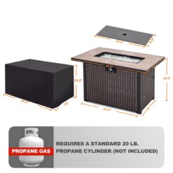 Nuu Garden Fire pit table 42.8-in W 50000 Maximum BTUs Iron Rectangle Liquid propane Fire pit table
