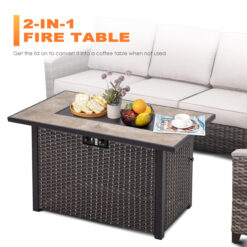 Nuu Garden Fire pit table 42.8-in W 50000 Maximum BTUs Iron Rectangle Liquid propane Fire pit table