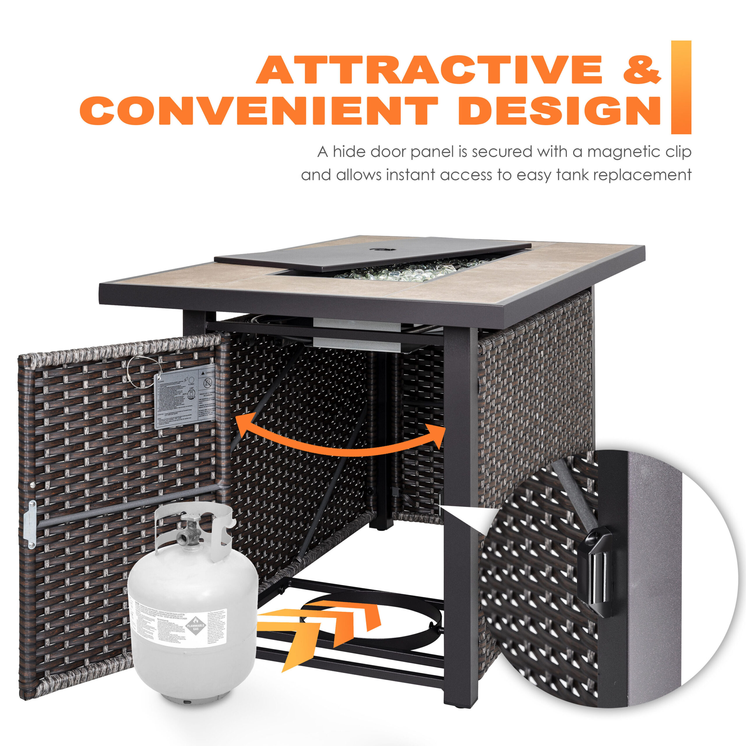 Nuu Garden Fire pit table 42.8-in W 50000 Maximum BTUs Iron Rectangle Liquid propane Fire pit table