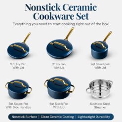 Gotham Steel Modern Cookware 11-pc. Ceramic Coating Nonstick Cookware Set - Navy