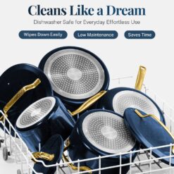 Gotham Steel Modern Cookware 11-pc. Ceramic Coating Nonstick Cookware Set - Navy