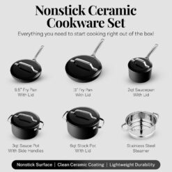 Gotham Steel Modern Cookware 11-pc. Ceramic Coating Nonstick Cookware Set - Black