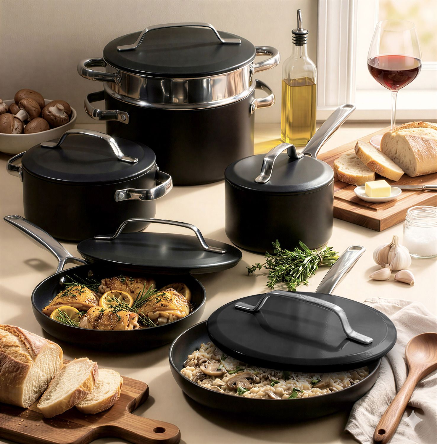 Gotham Steel Modern Cookware 11-pc. Ceramic Coating Nonstick Cookware Set - Black