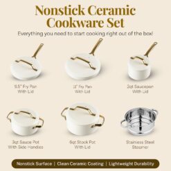 Gotham Steel Modern Cookware 11-pc. Ceramic Coating Nonstick Cookware Set - Cream