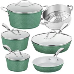 Gotham Steel Hammered 10-pc. Ceramic Nonstick Cookware Set - Green