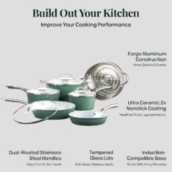 Gotham Steel Hammered 10-pc. Ceramic Nonstick Cookware Set - Green