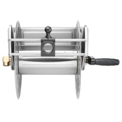 Wall-Mount Hose Reel for Garden, Patio, and Backyard with Tangle-Free Guide - Silver