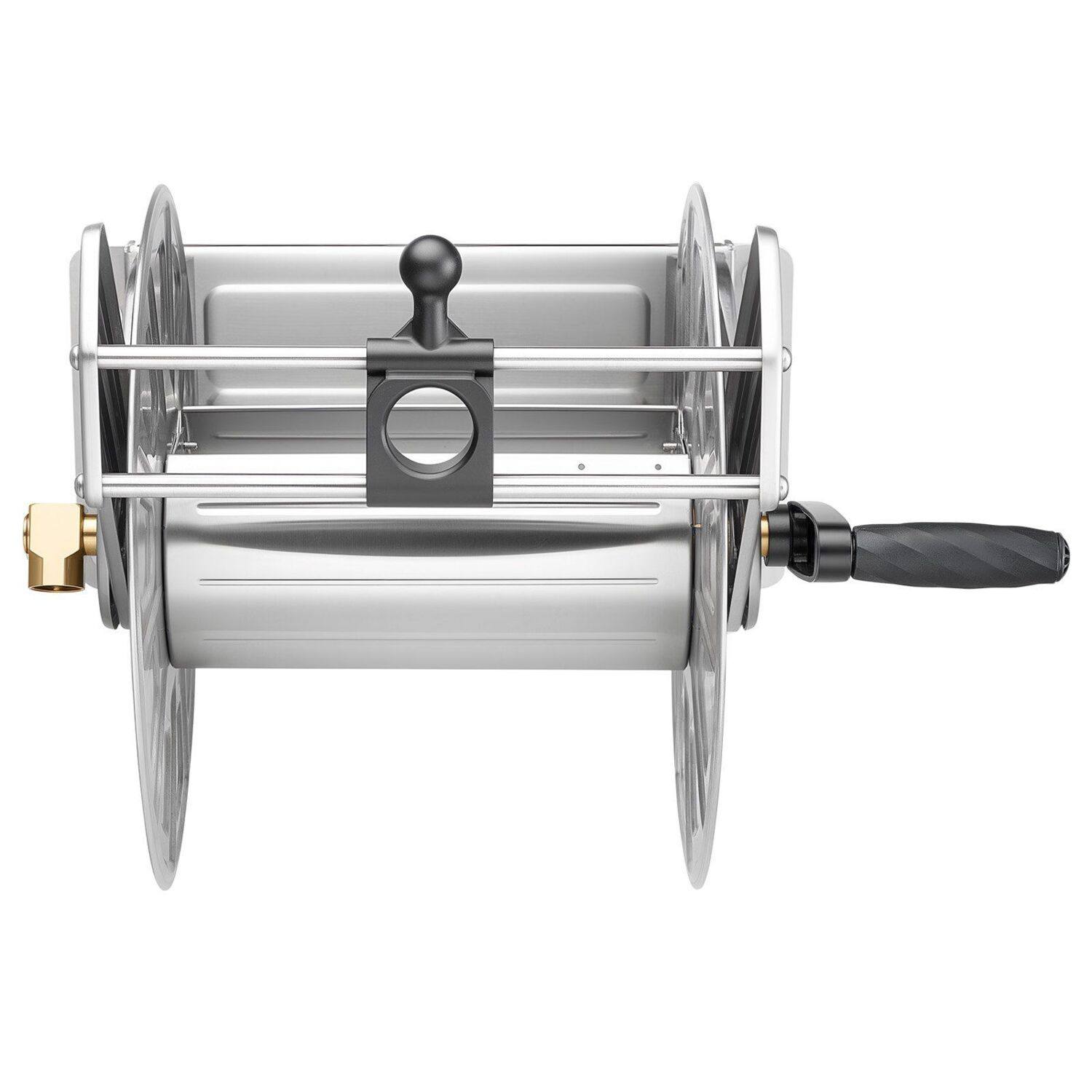 Wall-Mount Hose Reel for Garden, Patio, and Backyard with Tangle-Free Guide - Silver