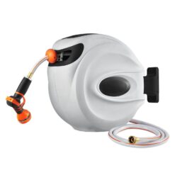 Outdoor Retractable Hose Reel with Brass Fittings and Lockable Hose Length