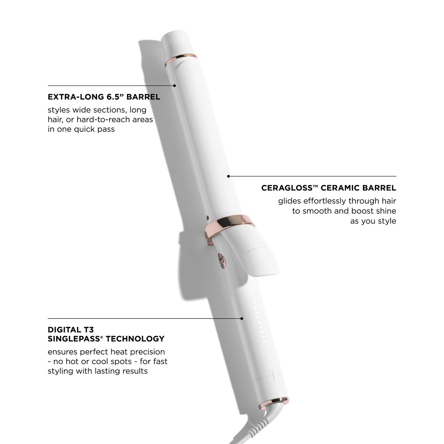 T3 SinglePass Curl X 1.25 Ceramic Extra-Long Barrel Curling Iron