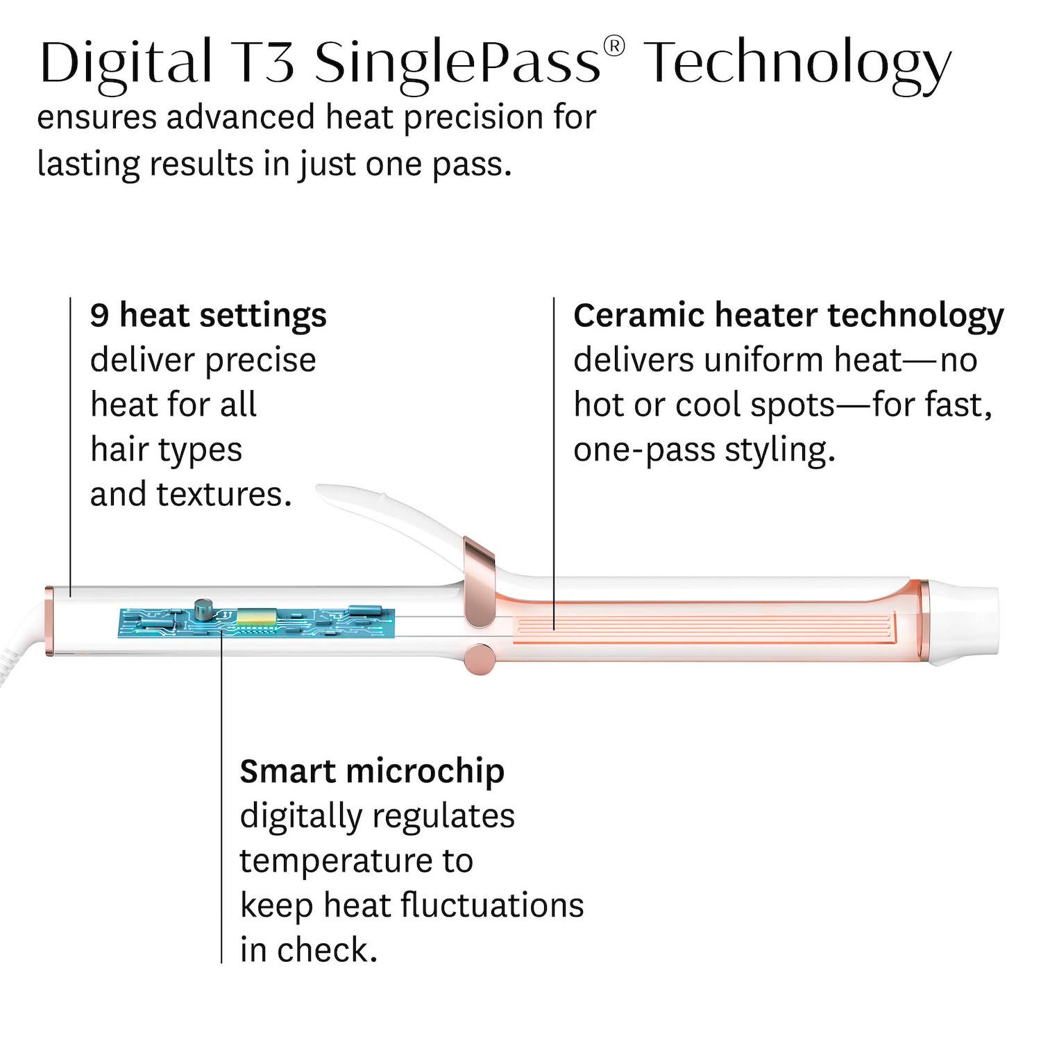 T3 SinglePass Curl X 1 Ceramic Extra-Long Barrel Curling Iron