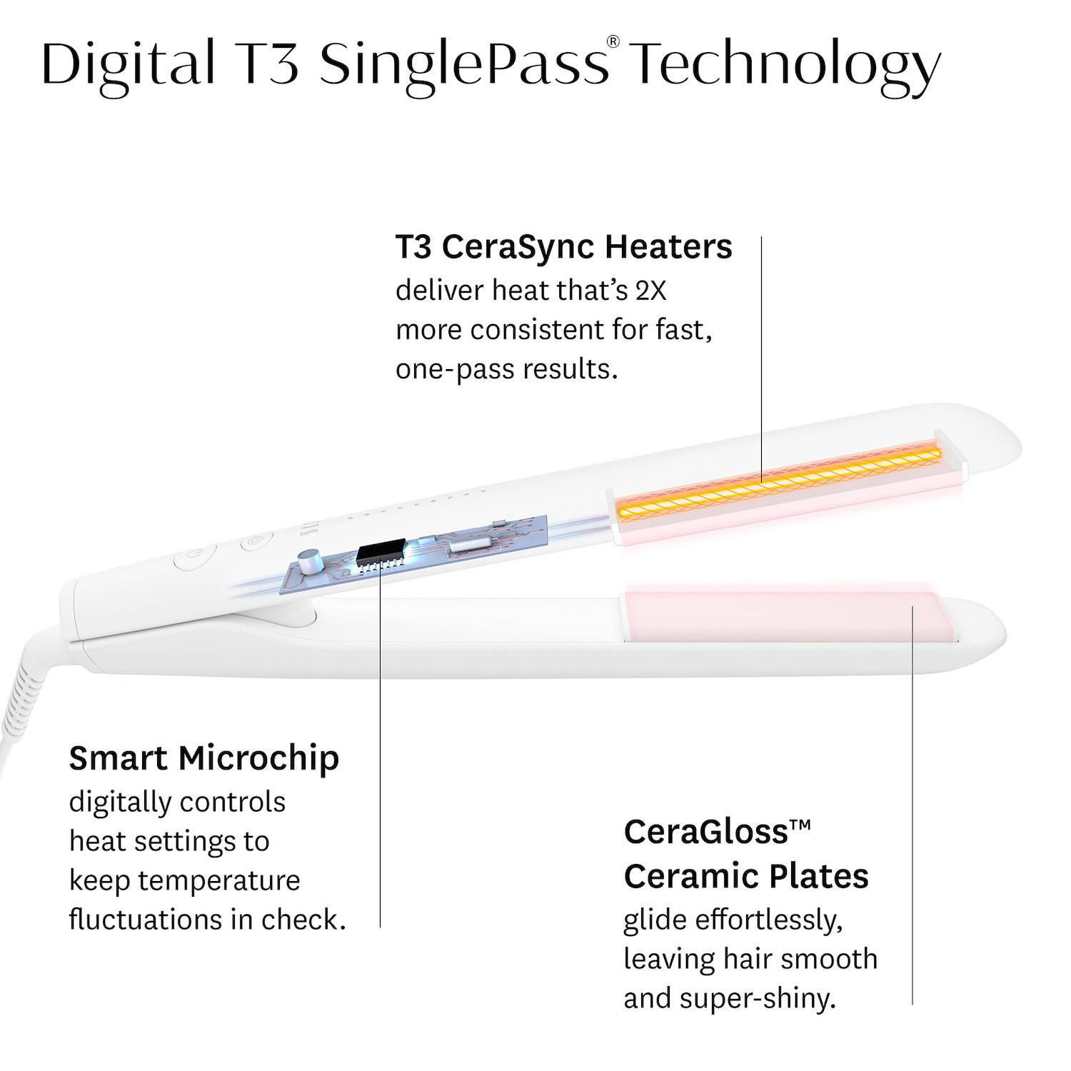 T3 SinglePass StyleMax Professional 1" Flat Iron with Automated Heat