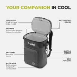 Core Climakeep 24-Can Backpack Cooler - Charcoal