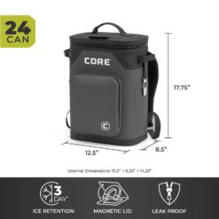 Core Climakeep 24-Can Backpack Cooler - Charcoal