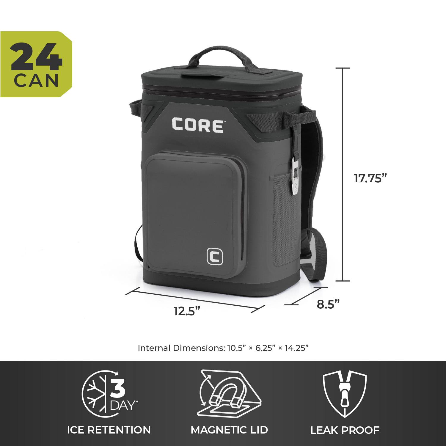 Core Climakeep 24-Can Backpack Cooler - Charcoal
