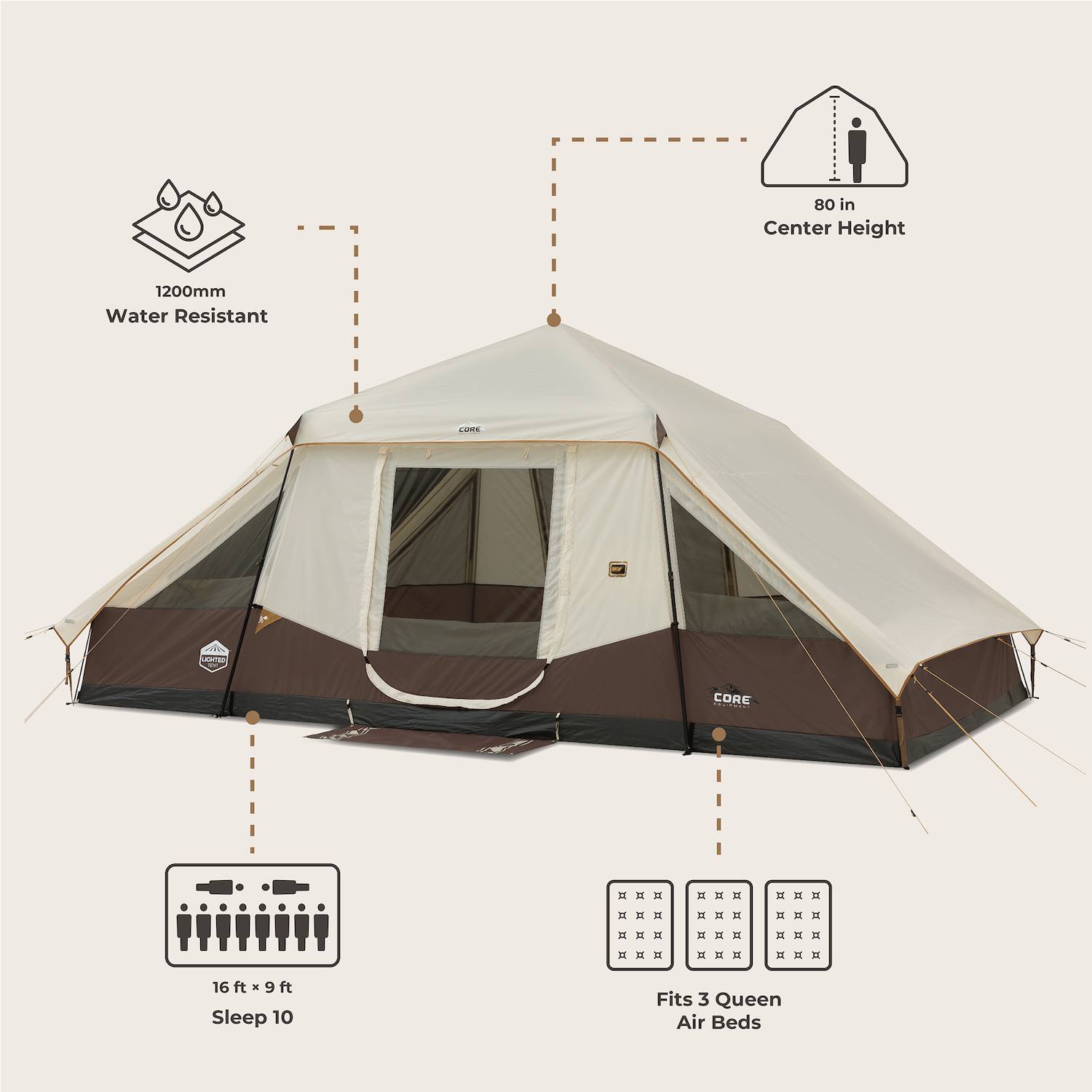 CORE 10-Person Instant Pyramid Cabin Tent
