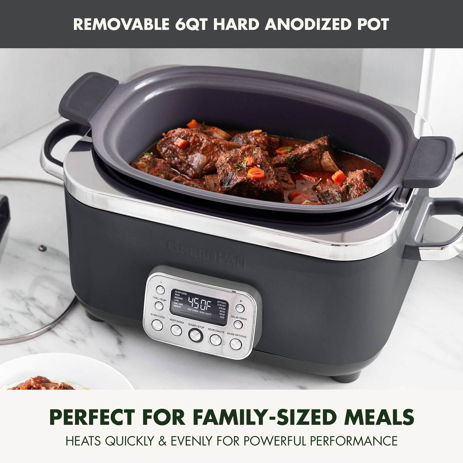GreenPan Elite 6-qt. Ceramic Nonstick Slow Cooker - Dark Gray