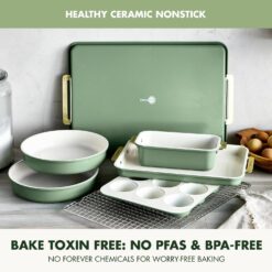 GreenPan Reserve Nonstick Bakeware 7-Piece Bakeware Set - Sage Green
