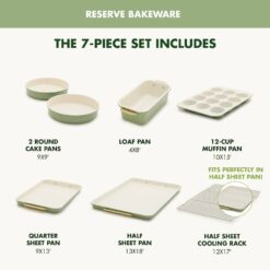 GreenPan Reserve Nonstick Bakeware 7-Piece Bakeware Set - Sage Green