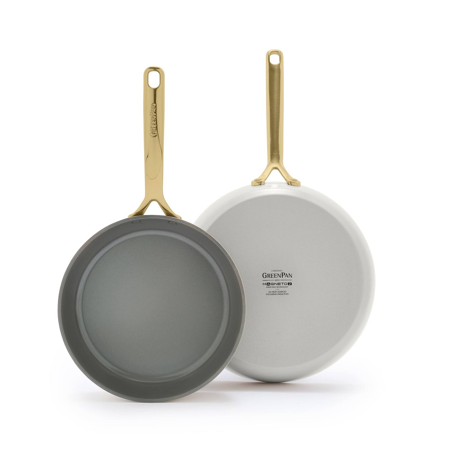 GreenPan GP5 Colors 2-Piece Hard Anodized Ceramic Non-Stick Frying Pan Set - White